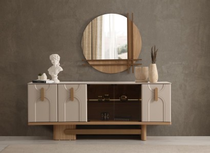 Wohnzimmer Konsole Designer Spiegel Sideboard Luxuriöses Set -2tlg.