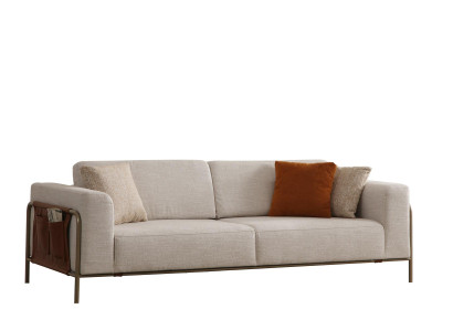 Moderne Beige 3-Sitzer Couch Elegante Wohnzimmer Sitzmöbel Sofa