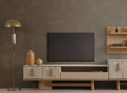 Moderner Beiger TV-Schrank Luxuriöser Unterschrank Wohnzimmer Möbel