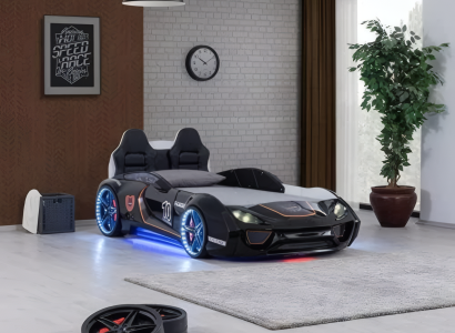 Designer Schwarzes Kinderbett Auto-Bett Luxuriöse Kunststoffbetten