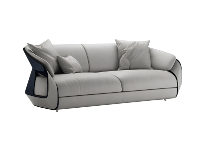 Design-3-Sitzer in Weiß-Blau modern und elegant.