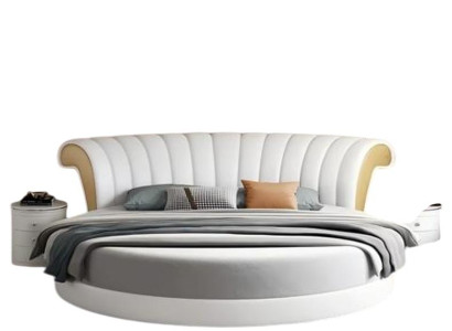 Weißes Polsterbett Stilvolles Schlafzimmer Rundbett Doppelbett