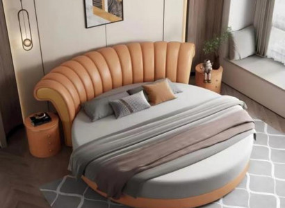 Oranges Schlafzimmer Rundbett Designer Doppelbett Edles Bettgestell