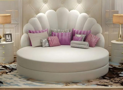 Weißes Schlafzimmer Bett Designer Polsterbett Stilvolle Rundbetten