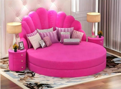 Schlafzimmer Rundbett Exklusives Rosa Bett Doppelbetten Textilbett