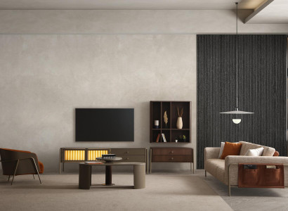 Modernes Wohnzimmer 3‑Sitzer Stoffsofa Sessel TV Couchtisch Konsole