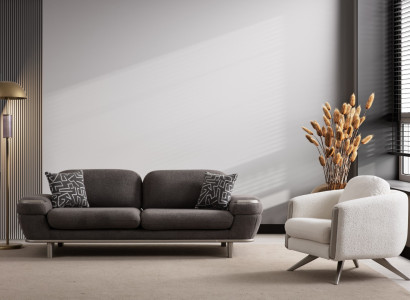 Modernes Wohnzimmer Set Luxuriöses Textilsofa Polstersessel -2tlg