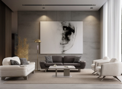 Weiß-Schwarze Wohnzimmer Garnitur 2x Polstersofas Sessel Couchtisch