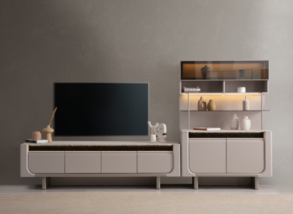 Edles Wohnzimmer Set Designer TV-Konsole Holz Seitenschrank 2-tlg