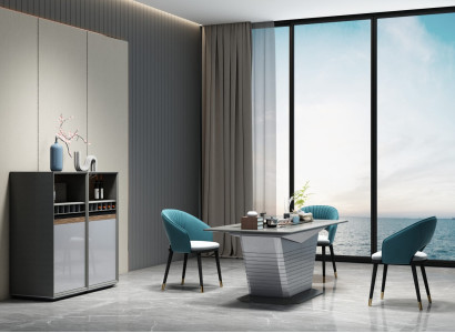 Esstisch + Vitrinenschrank – komplettes Esszimmer-Set