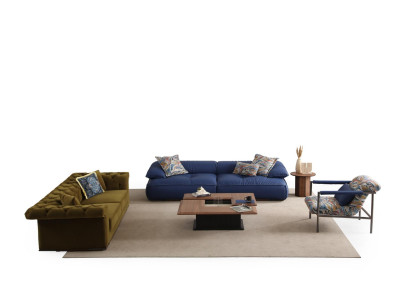Designer Wohnzimmer Chesterfield Sofa Ledercouch Sessel Couchtisch