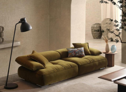 Luxuriöses olivgrünes Stoffsofa Designer Wohnzimmer Edle Möbel