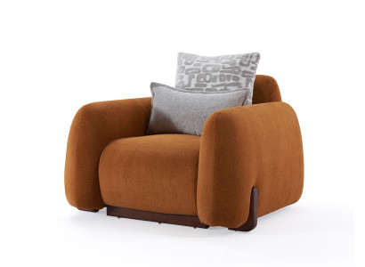 Hochwertiger Oranger Sessel Wohnzimmer Luxus Stoffsitzmöbel