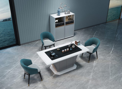 Modernes Esszimmer-Set Esstisch und Vitrinenschrank