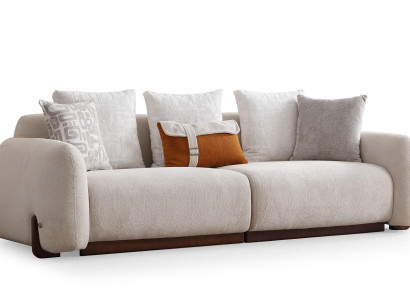 Beiger 3-Sitzer Wohnzimmer Couch Modernes Luxus Sofa Stoffmöbel