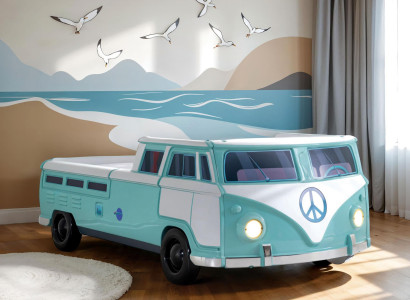 Stilvolles Türkis-Weißes Kinderbett Kinderzimmer Kunststoffbetten