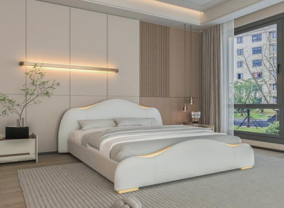 Modernes Weißes Schlafbett Designer Gold Verzierung Doppelbetten