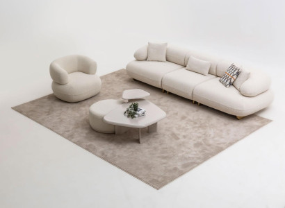 Moderne Wohnzimmer Sitzgarnitur Stoffsofa Couchtisch Sessel Tisch