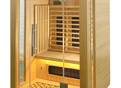 Holz Infrarot-Wärmekabine für 3 Personen mit Steuerpanel Sauna für zu Hause