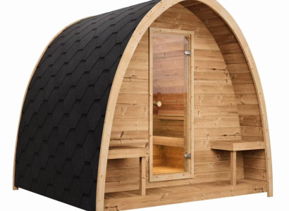 Outdoor-Sauna aus kanadischem Hemlock für 4-6 Personen mit Dampffunktion