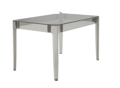 Eleganter grauer transparenter Tisch Rechteckiger Tisch Gartentisch