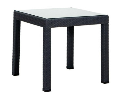 Gartentisch aus Rattan Tisch anthrazitfarben robuster, stilvoller Tisch