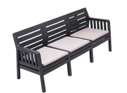 Garten-Schwarzes 3-Sitzer-Sofa mit Kissen Robustes Sofa Gartenmöbel