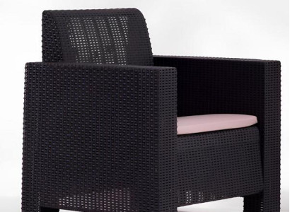 Gartensessel, schwarzes Polycarbonat, robuster Sessel, Gartenmöbel