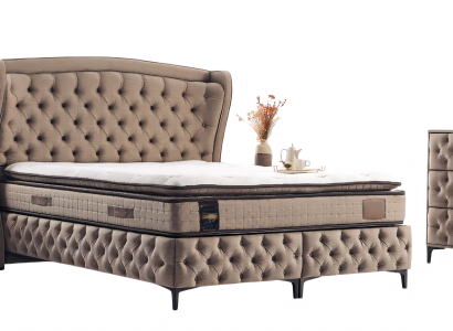 Luxusbett mit schlichtem Design gesteppter Oberfläche und niedrigem Rahmen