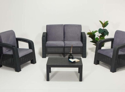 Garten-2-Sitzer-Sofa Designer Sessel Edler Couchtisch Luxus Set