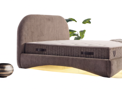 Modernes Bett mit einzigartigem Design und weichen abgerundeten Linien