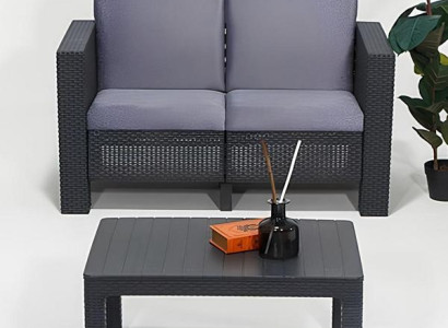 Modernes Graues Gartenset Designer Gartenmöbel Edler Couchtisch