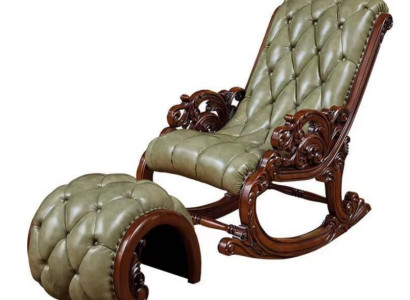 Schaukelstuhl Relaxstuhl mit Hocker Grun Komplettes Loungesessel