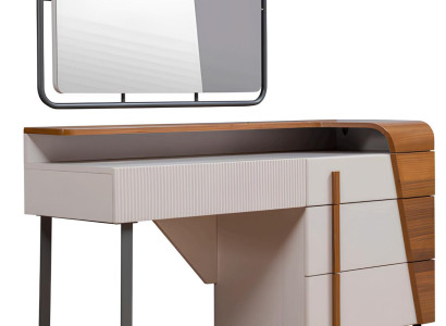 Designer Weißer Schminktisch Luxuriöser Spiegel Schlafzimmer Set
