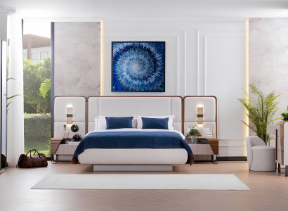 Moderne Schlafzimmer Einrichtung Polsterbett Schrank Schminktisch