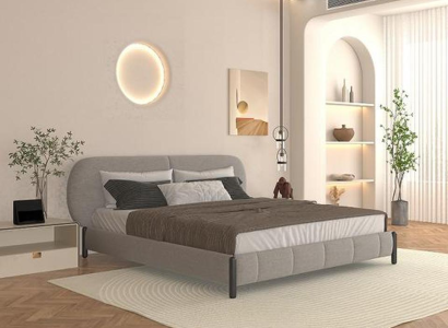 Modernes Graues Bett Designer Kopfteil Stilvolle Schlafzimmer Möbel