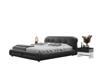 Schwarzes Niedriges Doppelbett Schlafzimmer Polsterbetten Edle Möbel