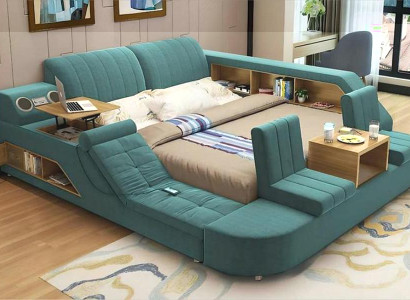 Grünes Aufbewahrungsbett Multifunktionsbetten Polster Doppelbetten