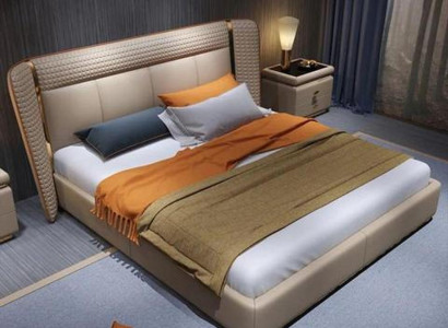Luxuriöses Beiges Polsterbett Schlafzimmer Betten Edle Hotelbetten