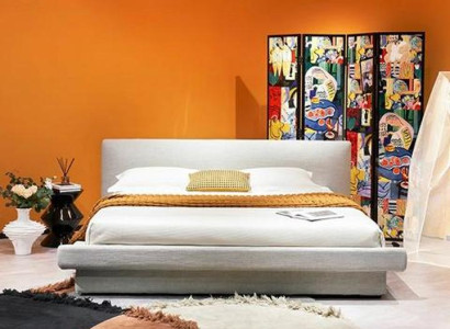 Weißes Textilbett Schlafzimmer Möbel Designer Funktionsbetten