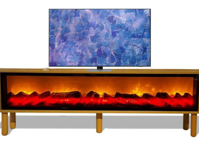 Brauner TV-Schränk Kamin Lowboard Wohnzimmer Designer Holzmöbel