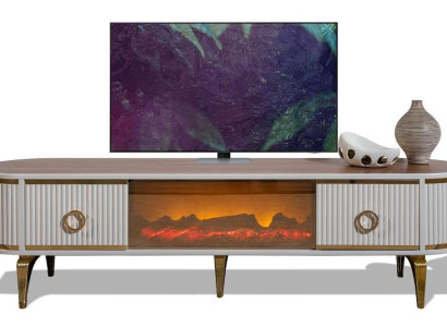 Luxus Weiß-goldenes TV-Schränk mit Kamin und Bluetooth