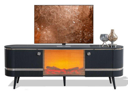 Schwarzer luxuriöser TV-Farbschrank mit Kamin TV-Möbel