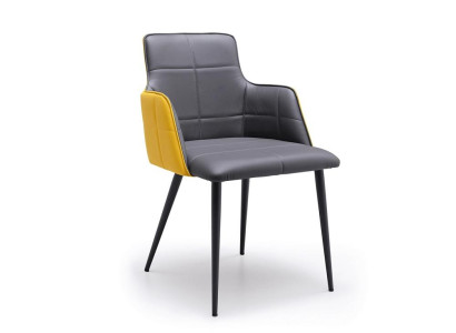 Grauer Esszimmer Sitzstuhl Lederstühle Kunstlederstühle Metallfüße