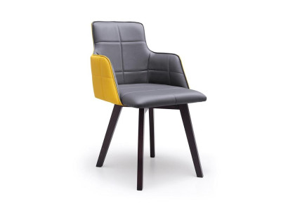 Grau-Gelber Lederstuhl Designer Esszimmerstühle Edle Sitzstühle