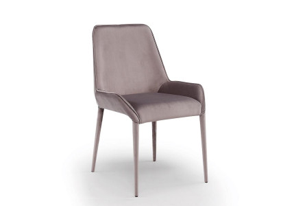 Moderner Grauer Esszimmerstuhl Edler Textilstuhl Metallbeine