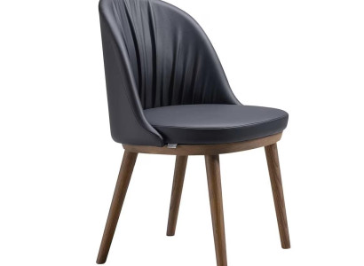 Eleganter Schwarzer Esszimmerstuhl Designer Kunstlederstuhl