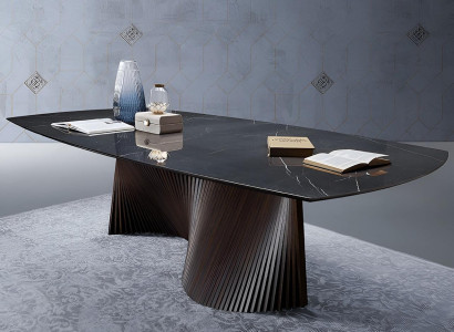 Schwarzer Marmortisch Designer Esszimmertische Holzstruktur