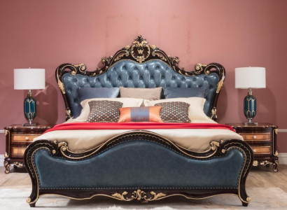 Blau Komfortbett Luxuriöse Bett 180x200 Schlaflager Zweibett Großbett