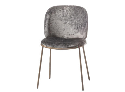 Grauer Samtstuhl Exklusive Esszimmerstühle Metallbeine Edle Stühle